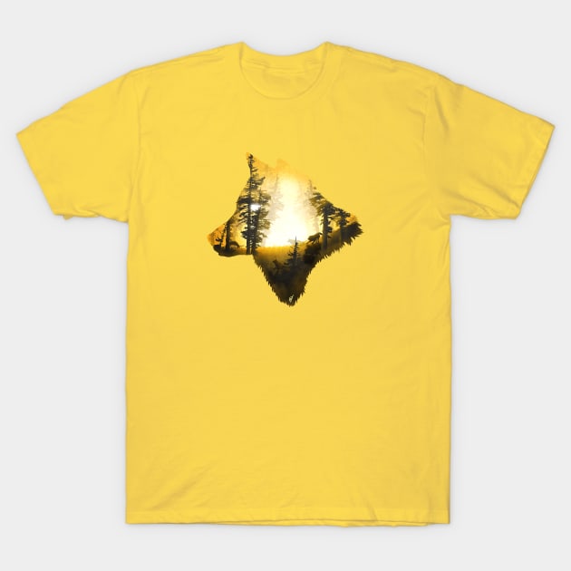 Yellow Wolf T-Shirt by DVerissimo